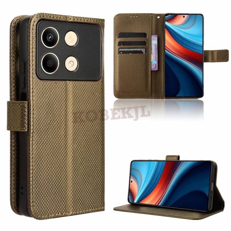 Xiaomi Poco X6 Neo Case Flip Diamond PU กระเป๋าสตางค์หนังช่องใส่การ์ดฝาครอบโทรศัพท์สําหรับ Xiaomi Po