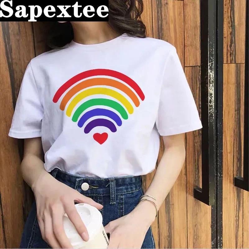เสื้อยืดโพลีเอสเตอร์ แขนสั้น พิมพ์ลายสีน้ํา สีรุ้ง แฟชั่นฤดูร้อน สําหรับผู้หญิง 2023