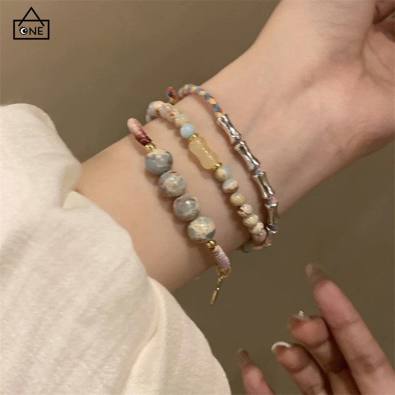 COD สร้อยข้อมือไม้ไผ่ร่วมผู้หญิงสไตล์จีนใหม่ถัก Fu แบรนด์สร้อยข้อมือสำหรับเพื่อนรัก-a.one