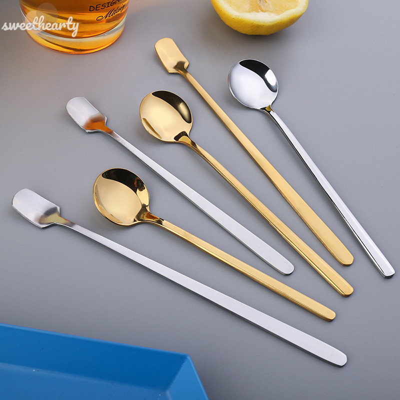 [Sweethearty] ชุดช้อนชา กาแฟ ขนมหวาน สเตนเลส สีเงิน ขนาดเล็ก