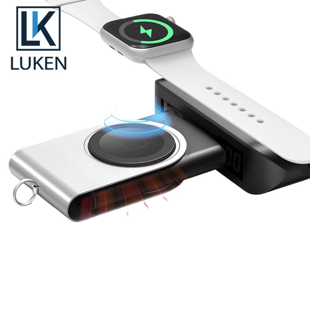 Luken เครื่องชาร์จนาฬิกาข้อมือไร้สาย แม่เหล็ก สองด้าน แบบพกพา สําหรับ Apple Samsung Galaxy Watch AirPods Pro 2