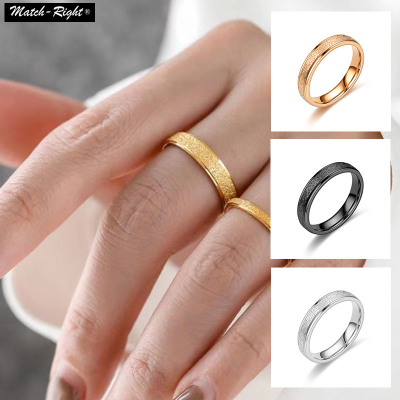 แหวนไทเทเนียม ทรงกลม ประดับกลิตเตอร์ สีทอง สีเงิน เรียบง่าย 4 มม. สําหรับทุกเพศ