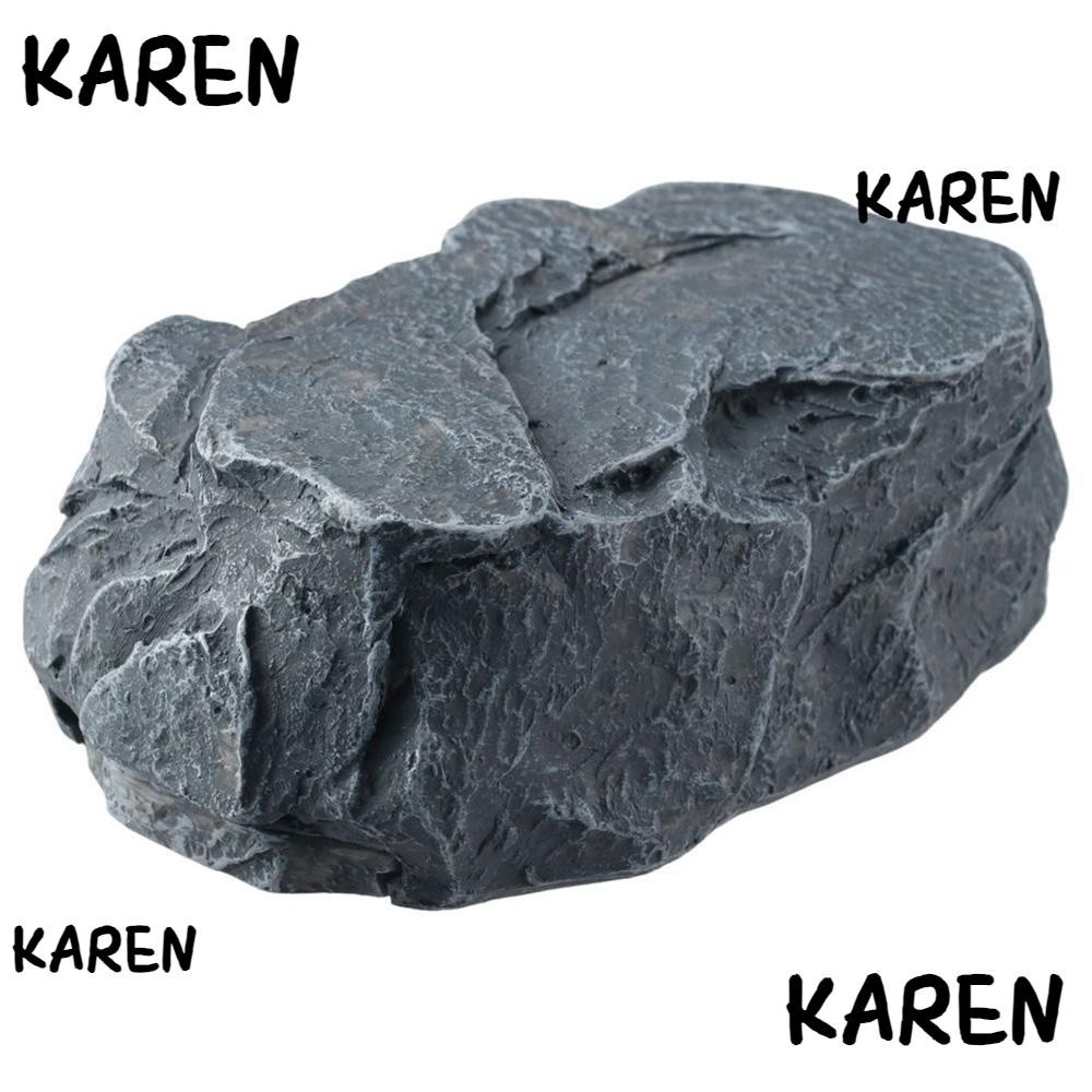 Karen ซ่อนกุญแจ อะไหล่ กล่องเก็บกุญแจ เรซิน สีน้ําตาล น่ารัก เครื่องประดับความปลอดภัย รูปหิน กล่องยา กลางแจ้ง