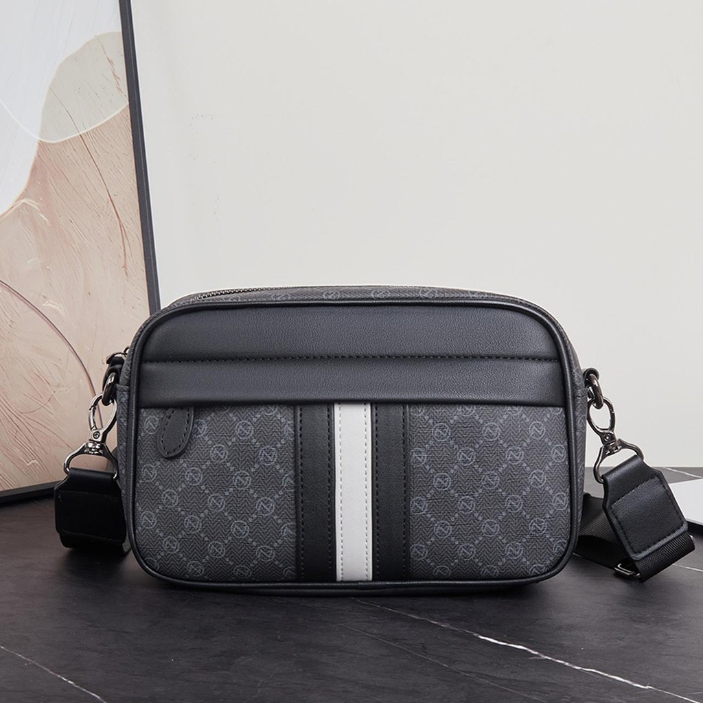 XM-5101 กระเป๋าสะพายข้างลายสก๊อตผู้ชายใหม่ แฟชั่นกระเป๋าสะพายลายตาข่าย Grid bags