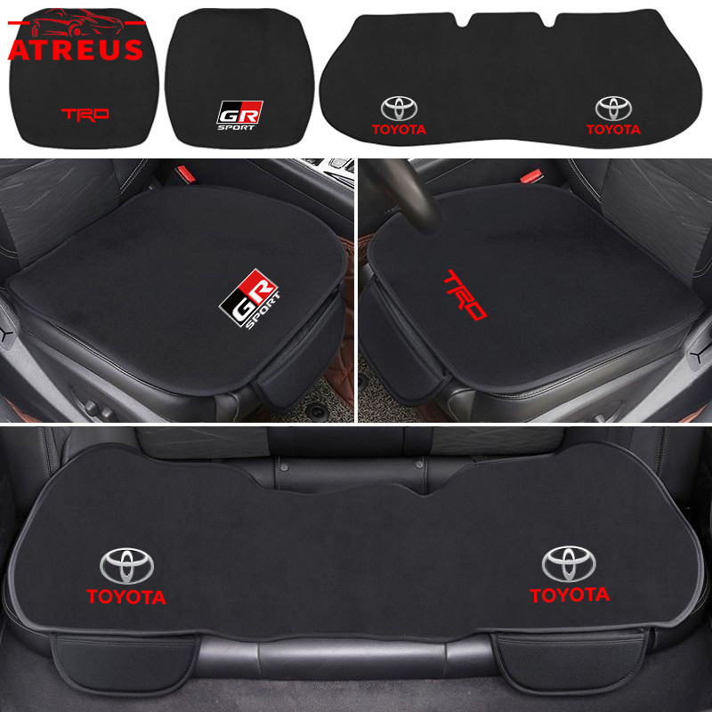 Toyota GR เบาะรองนั่งรถยนต์ ด้านหน้า/หลัง โพลีเอสเตอร์ Flannel ระบายอากาศ ป้องกัน สําหรับ Agya Raize Calya Avanza Veloz Rush Kijang Innova Yaris Corolla