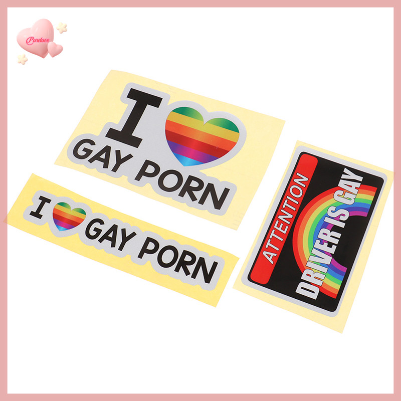 Purelove&gt; สติกเกอร์สะท้อนแสง I LOVE Gay PORN สําหรับติดตกแต่งรถยนต์ 1 ชิ้น