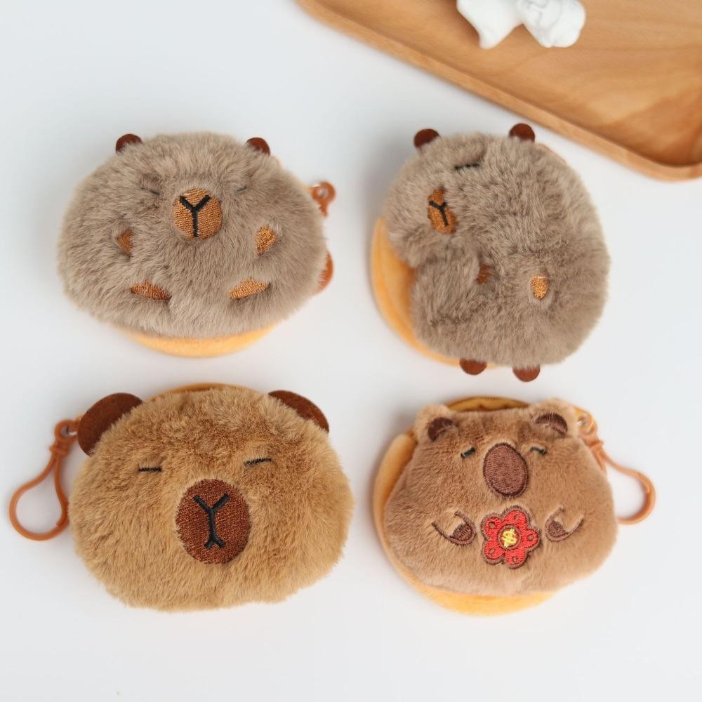 Gesh1 Capybara กระเป๋าใส่เหรียญตุ๊กตาอะนิเมะ,การ์ตูนสร้างสรรค์กระเป๋าใส่เหรียญขนาดเล็ก, Kawaii รอบกระเป๋าแฟชั่นจี้