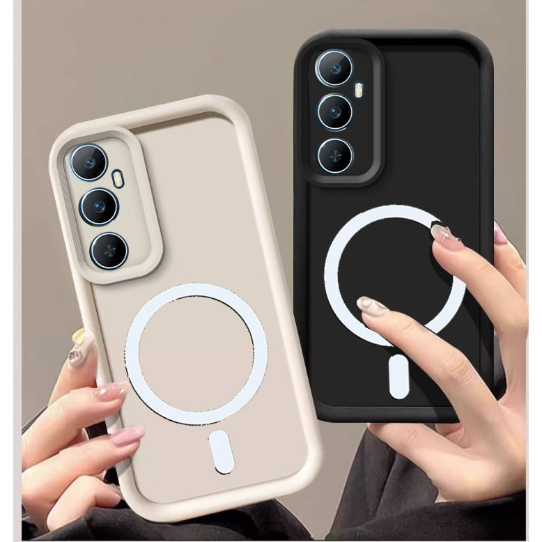 Oppo Realme C65 4G RMX3910 Casing คุณภาพสูงแฟชั ่ นที ่ มีสีสัน TPU ซิลิคอนแม ่ เหล ็ กไร ้ สายชาร ์ จกรณีป ้ องกันเต ็ มรูปแบบ