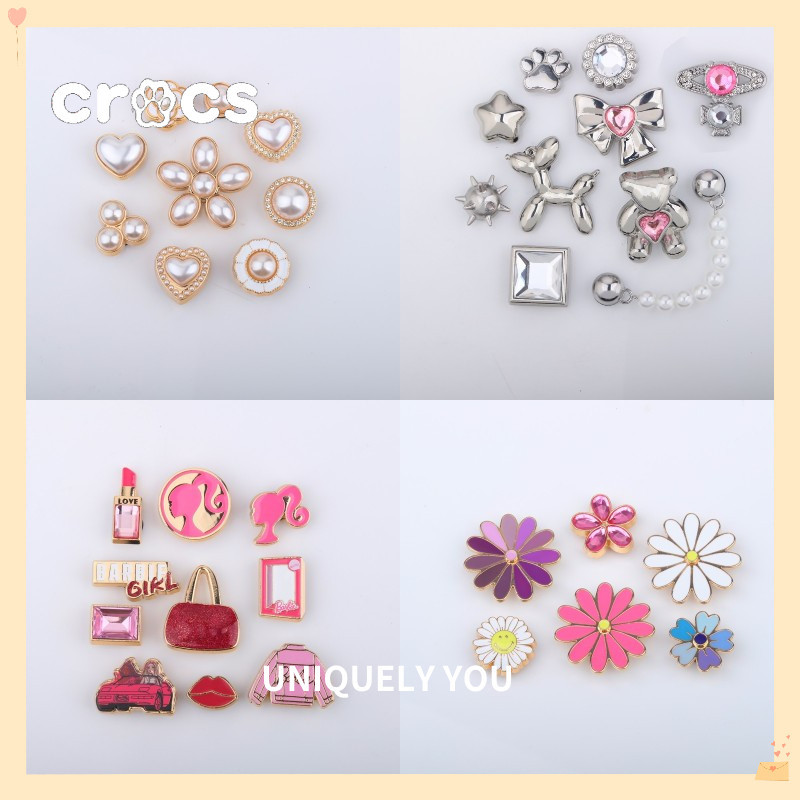 Crocs Jibbitz ใหม ่ โลหะดอกไม ้ รองเท ้ าหัวเข ็ มขัด Crocs charm น ่ ารักคุณภาพสูง cog รองเท ้ าอุปกรณ ์ เสริมเกาหลีรองเท ้ าโลหะดอกไม ้