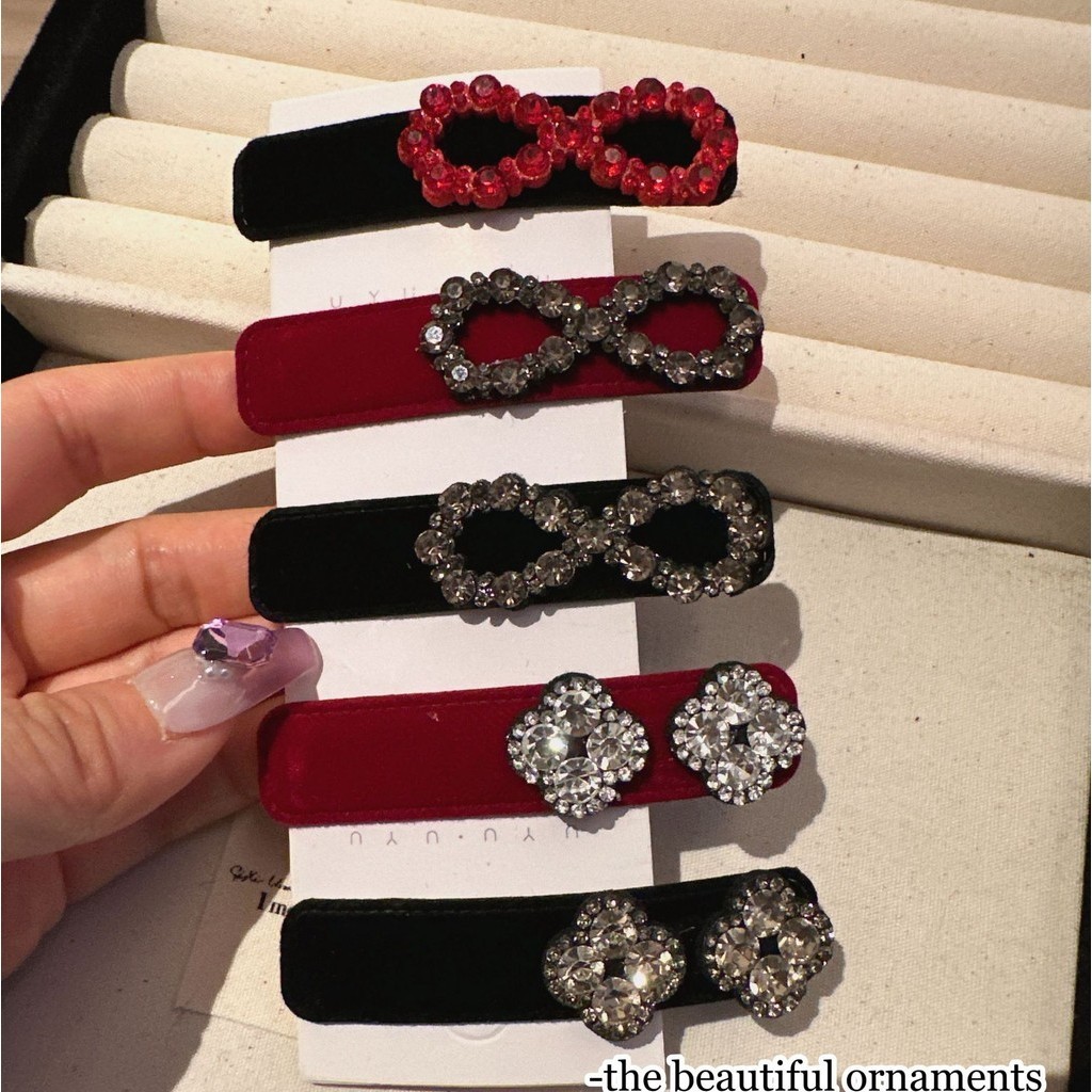 2024 ปีใหม ่ สีแดง High-End กํามะหยี ่ BB คลิป Bowknot เกล ็ ดหิมะ Rhinestone คลิปผมอารมณ ์ หน ้ าผากอุปกรณ ์ เสริมผม
