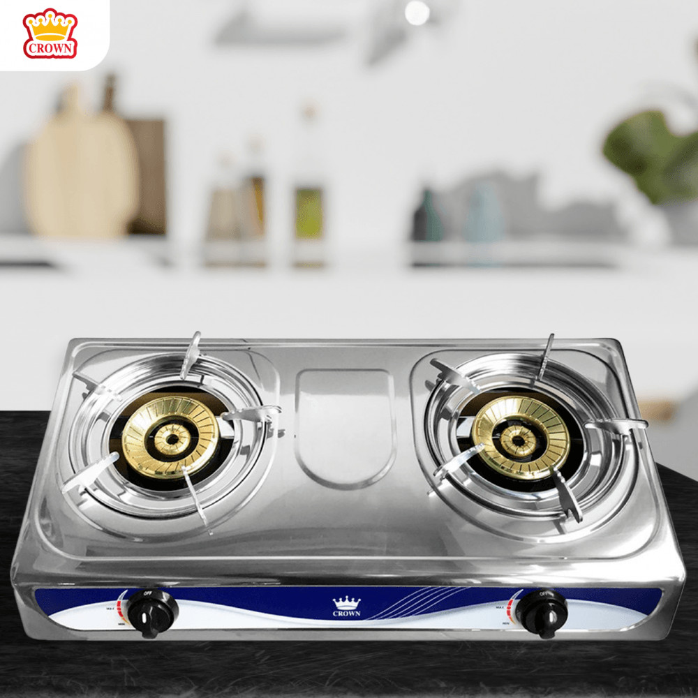 LOCAL789 CROWN เตาแก๊สตั้งโต๊ะหน้าสเตนเลส 2 หัวเตาทองเหลือง VANDA-SS04 ร้านอยู่ในไทย