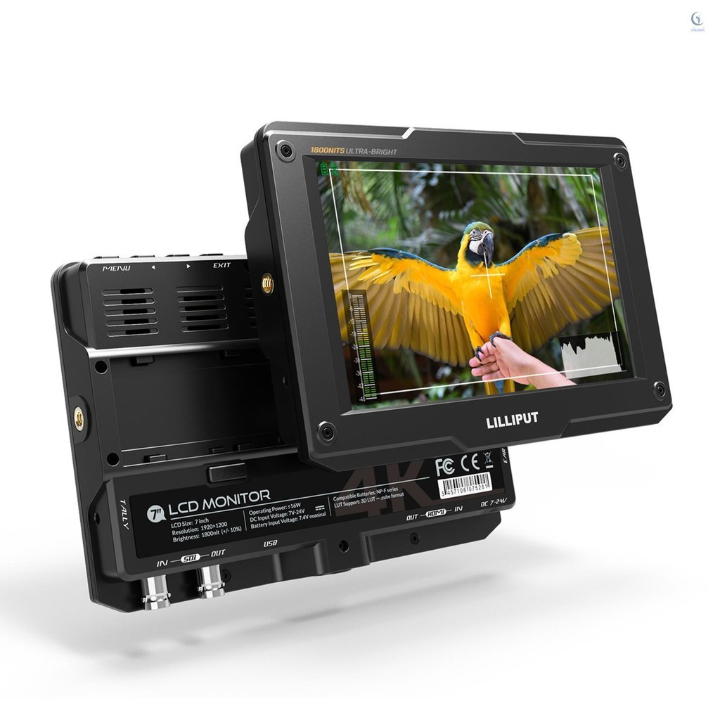 Lilliput H7S 7 นิ ้ ว 4K Ultra ความสว ่ าง On-Camera Monitor พร ้ อม Full HD ความละเอียด 1800nit แสงแดดดูได ้ 4K-HDMI และ 3G-SDI อินพุตเอาต ์ พุตสนับสนุน HDR 3D-LUT ฟังก ์ ชั ่ นสําหรับถ ่ าย Ph