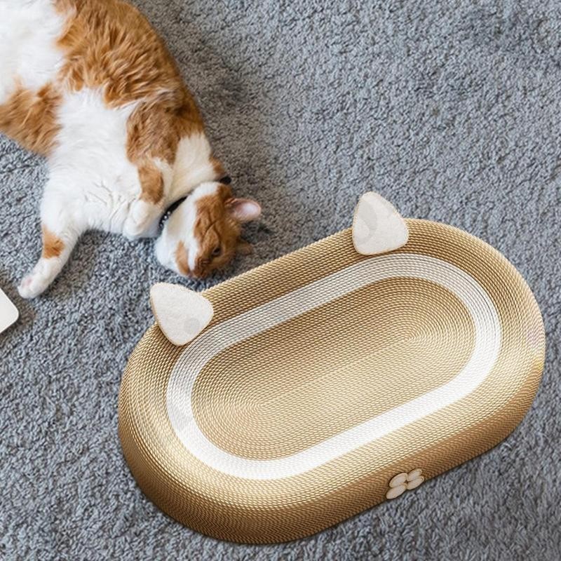 [Flourishroly5 ] แผ ่ นรองลับเล ็ บแมวกระดาษแข ็ งแมวเตียงสนับสนุนพฤติกรรมกระดานลับเล ็ บแมวรูปไข ่