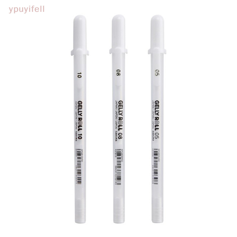 [YPU] Sakura Gel Embossed Tank Gel Pen White Color 0.5mm 0.8mm 1.0mm High Light Marke Pen Black Cardboard Art Paing Pen White Line Pens necks combed