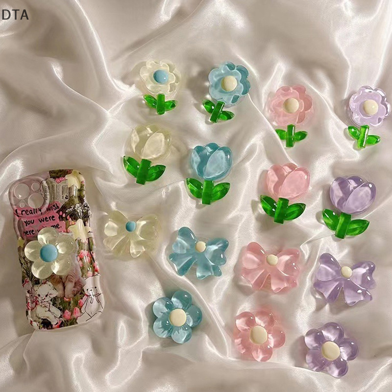 Dta เกาหลี 3D น่ารักโปร่งใสดอกไม้โบว์โทรศัพท์ Griptok ญี่ปุ่นผู้ถือโทรศัพท์สําหรับโทรศัพท์สมาร์ท Stand Holder อุปกรณ์เสริม DT