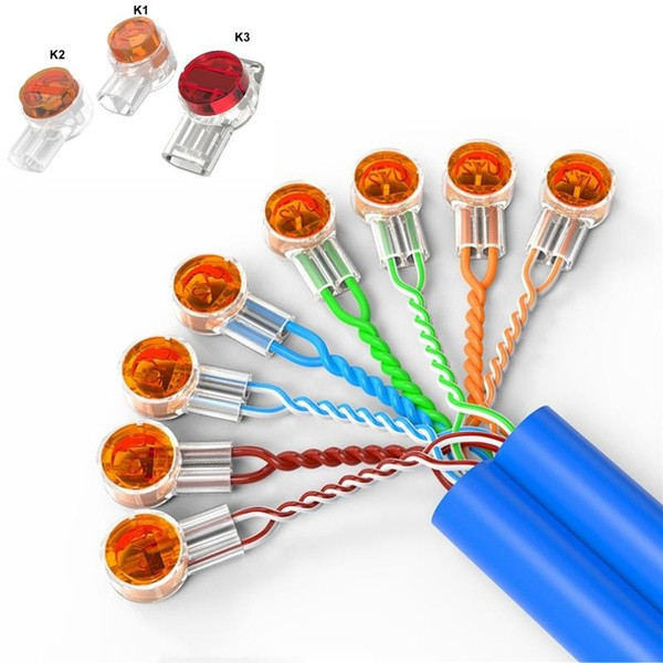 50pcs K1 K2 K3 Rj45 Connector Crimp การเชื่อมต่อ Terminals กันน้ําสายไฟ Ethernet สายโทรศัพท์เชื่อมต่