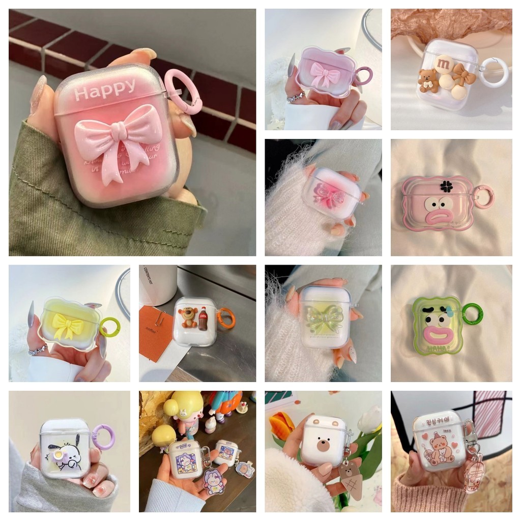 สำหรับ for Airpods 1/2/3/Pro/Pro 2 3D ความคิดสร้างสรรค์ซิลิโคนน่ารักการ์ตูนไร้สายหูฟังกรณี