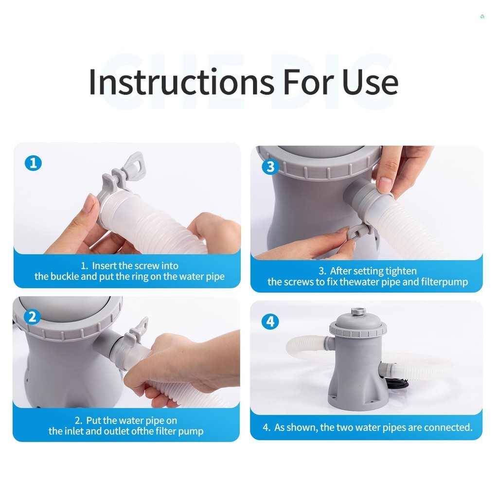 ปั๊มกรองสระน้ํา 330 GPH Paddling สระว่ายน้ําปั๊มน้ําไฟฟ้า 2 ตัวกรองสระว่ายน้ําปั๊มเหนือพื้นดินปั๊มกรองสระว่ายน้ําขนาดเล็ก - รูปที่ 6