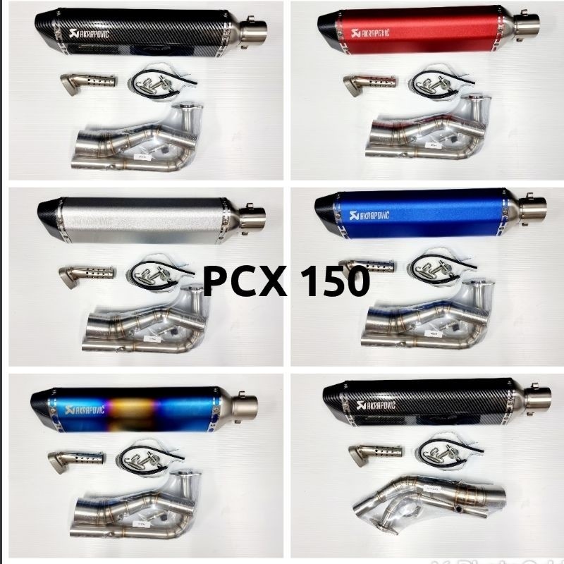 คอท่อ PCX 150 พร้อมปลายท่อ  Akapovic ตัวผอม ยาว 18 นิ้ว งานดีมาก ฟรีจุกลดเสียง งานคุณภาพ