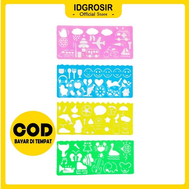 ชุดไม้บรรทัด 3 ชิ้น Drawing Helper Pattern Shape Stationery IDG-ST0022 IDgrosir