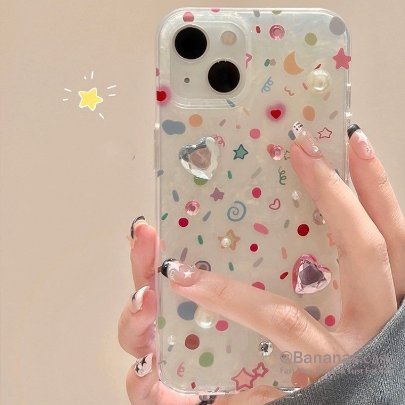 Iphone 15 14 13 12 11 Pro Max X Xr Xs Max 7 8 Plus SE2020 เคสโทรศัพท์ Ins น่ารักสีลูกกวาด Star ปกอ่อน