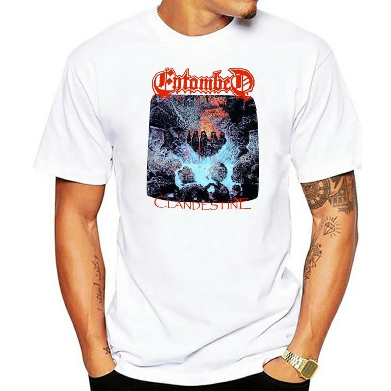 Entombed Clandestine91 Nihilist ใหม่สีดําสั้นแขนยาวเสื้อยืด Cool Tops Tee เสื้อ