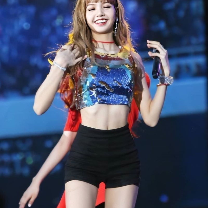 [ สไตล ์ เดียวกับ Lisa ] กางเกงขาสั ้ นผู ้ หญิง Blackpink Dance เอวสูง A-Line Slim Fit กางเกงขาสั ้ น