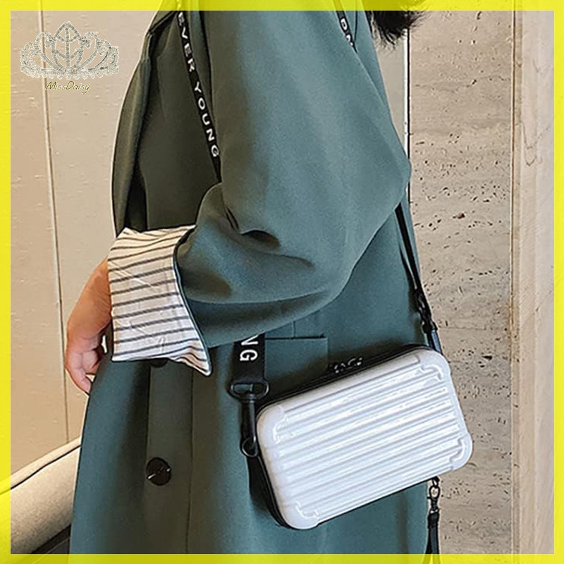 Daisy Simple น้ําหนักเบากล่องกระเป๋า Unisex อินเทรนด์ Hard Case กระเป๋าสะพายซิปสีทึบผู้หญิงผู้ชาย Messenger กระเป๋า TH