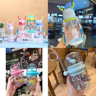🌈สินค้าพร้อมส่ง🌈 ขวดน้ำ กระติกน้ำเด็กลายการ์ตูน กระบอกน้ำเด็ก ขวดน้ำเด็กลายน่ารักๆ แบบหลอดดูด มีสายสะพาย
