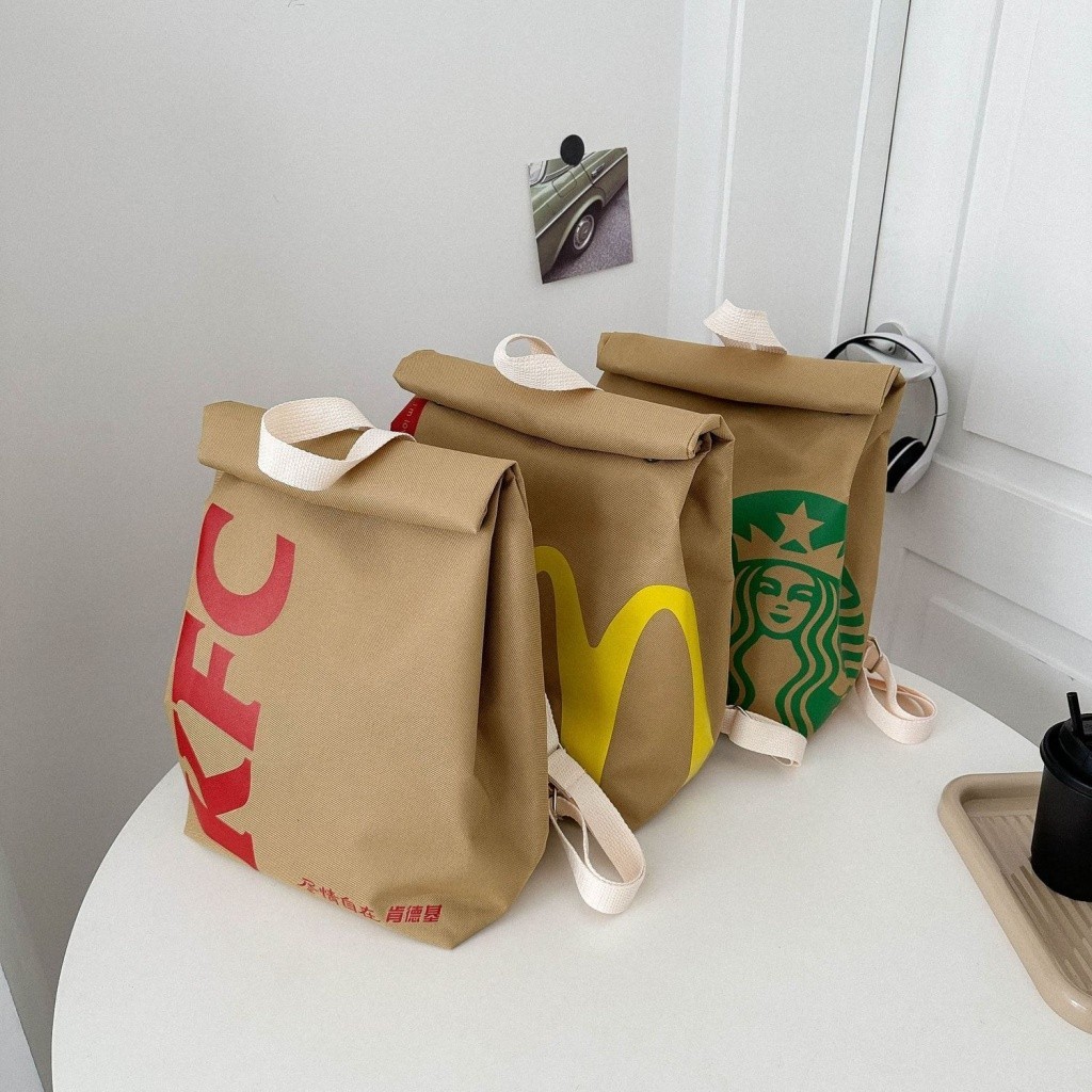 High Quality❤❤Free Gift❤Mcdonald's Backpack Mcd Beg Paper Bag Female Cheese Large Capacity Mcdonald 