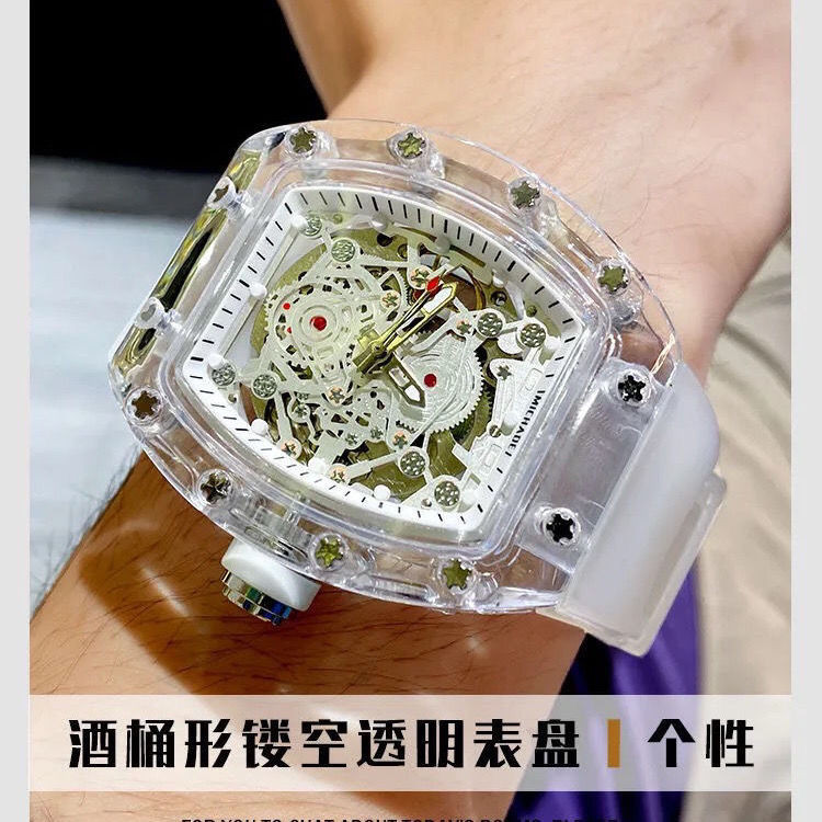 [2024 สไตล์ใหม่] [2021] Bugatti Transparent Richard Hollow Automatic Mechanical Watch Fashion Waterp