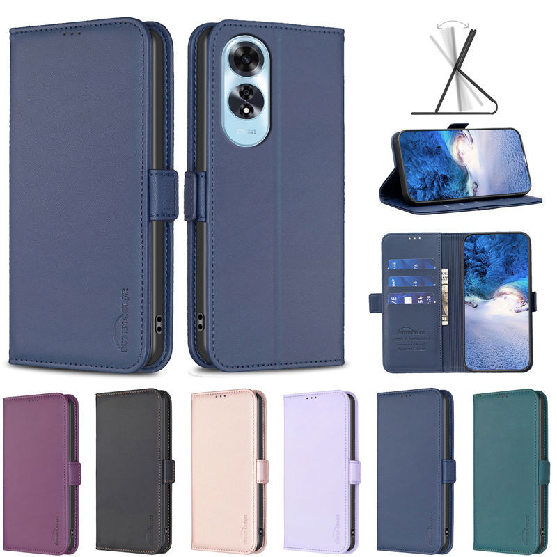 ธุรกิจหัวเข ็ มขัดพลิกหนังสําหรับOppo A60 A17 A17K A38 A18 A58 A78 A98 5Gกระเป ๋ าสตางค ์ โทรศัพท ์ ฝาครอบ