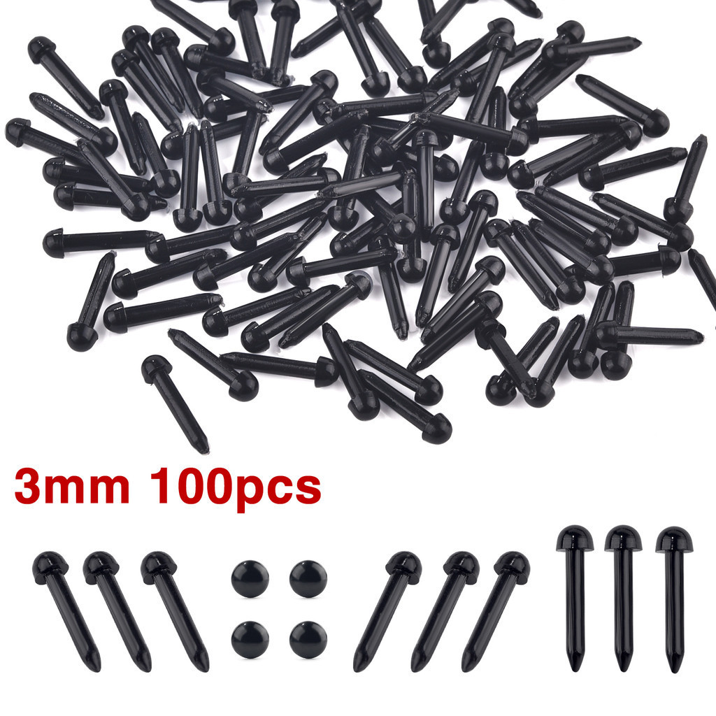 3-8mm100pcs ตาพลาสติกเข็มรู้สึกตุ๊กตาหมีตุ๊กตาสัตว์อุปกรณ์เสริมสำหรับตุ๊กตาสีดำ