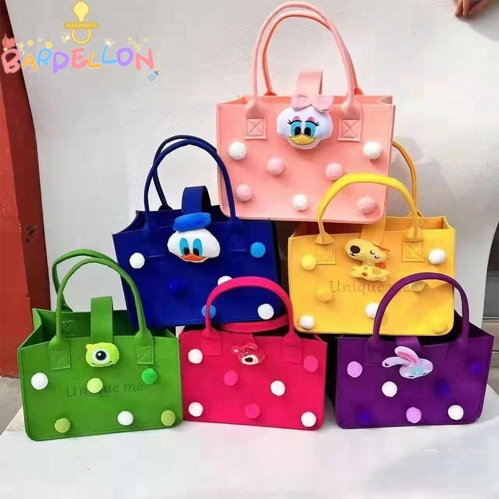 Barpellon Candy Color Handbags, Strawberry Felt Shopping Bag, Cosmetic Bag 6Colors Bear Bag Felt Bag