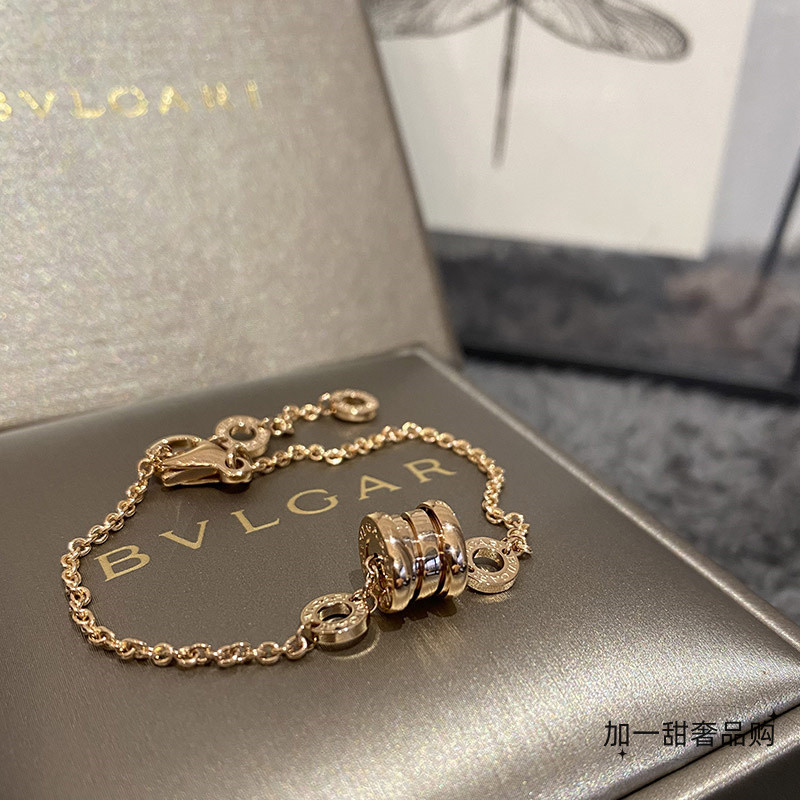 [สต๊อกพร้อม] Bvlgari/bvlgari B. Zero1 Spring Series Ladies Rose Gold Spring Bracelet Couple Style Bracelet Couple Gift
