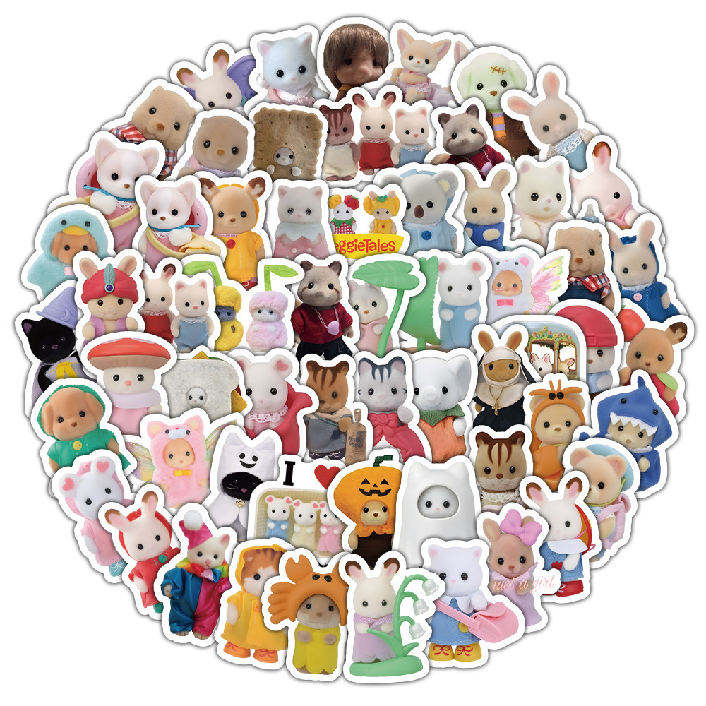 103pcs น ่ ารักการ ์ ตูน Calico Critters กันน ้ ํา Graffiti สติกเกอร ์ สําหรับหมวกกันน ็ อคจักรยานบัญชีมือดินสอ Decals LanLanStickersWorld