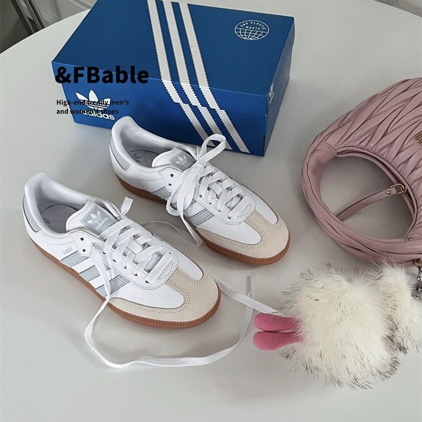 Originals Samba OG White Halo Blue Retro Casual Shoes รองเท้าเทรนนิ่งเยอรมัน IE0877