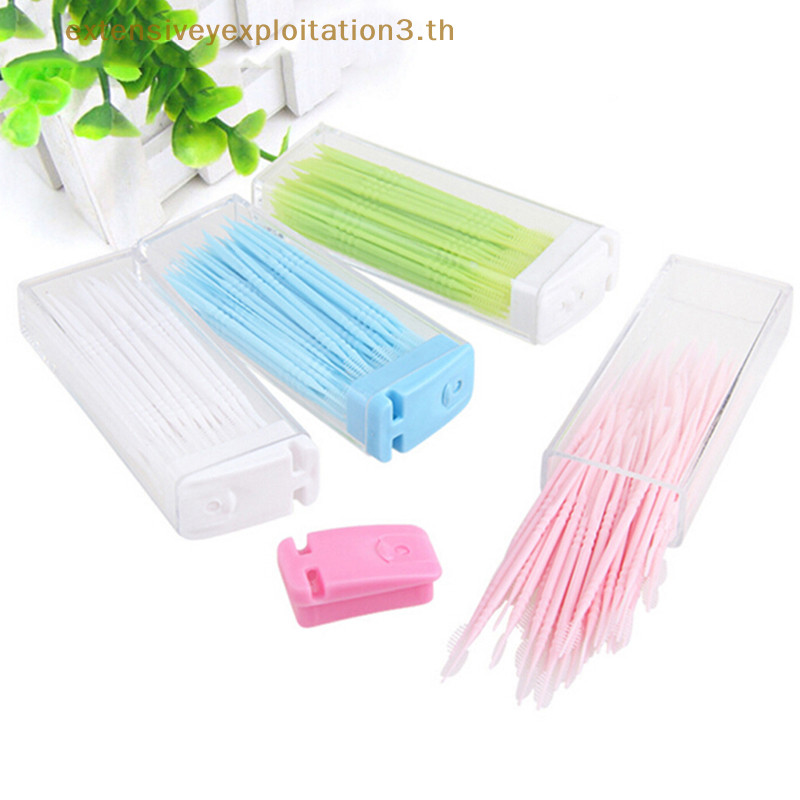 # Hgth # 2 Way Oral Tooth Pick Interdental Brush with Portable Case Pink .