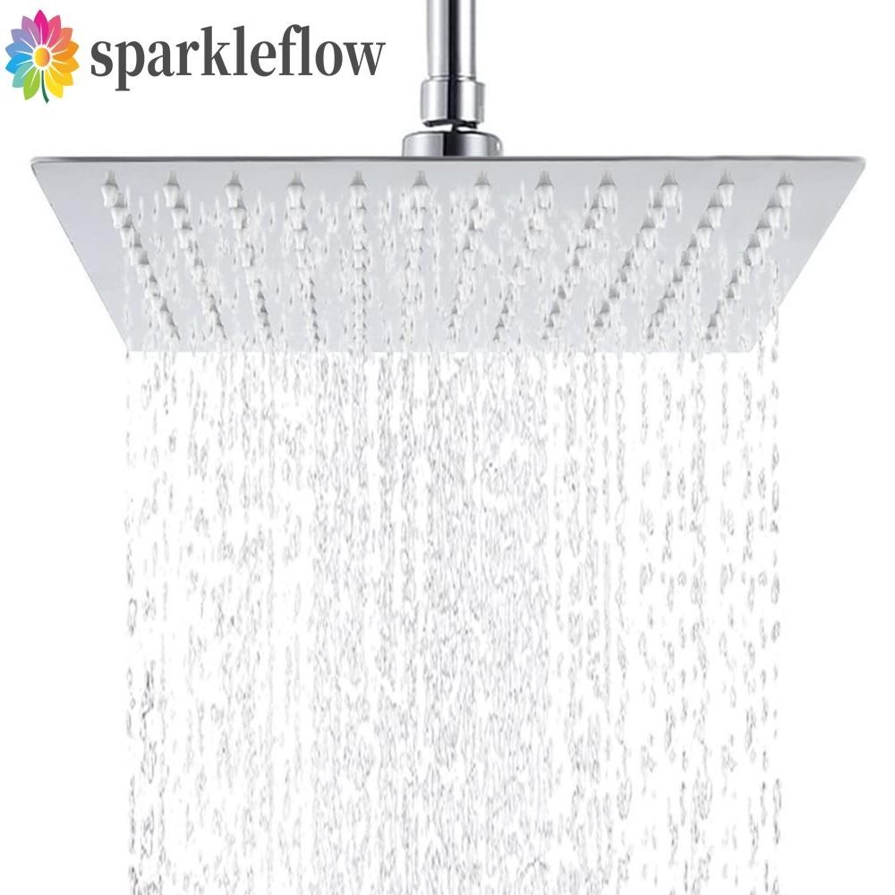 Sparkleflow หัวฝักบัวแรงดันสูงขนาดใหญ ่ สแตนเลสเหนือศีรษะสแควร ์ หัวฉีดน ้ ําประปา
