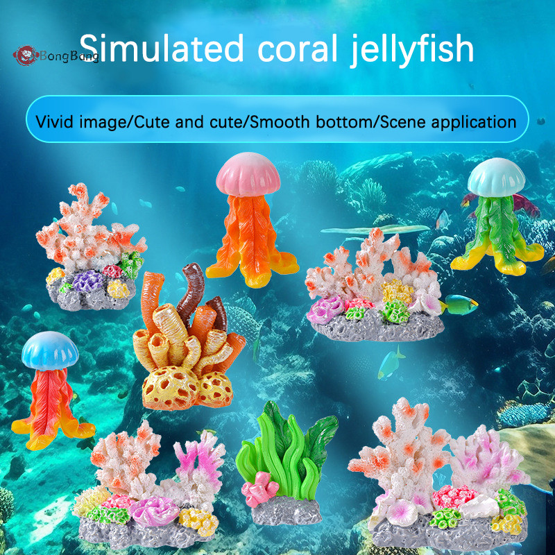 ABongBang ปลาเรซิ่นอุปกรณ์เสริม Aquarium พืชตกแต่งเรซิ่น Reef Rock ประดิษฐ์ปะการังเดสก์ท็อป Adornment ปลาเครื่องประดับน้ํา