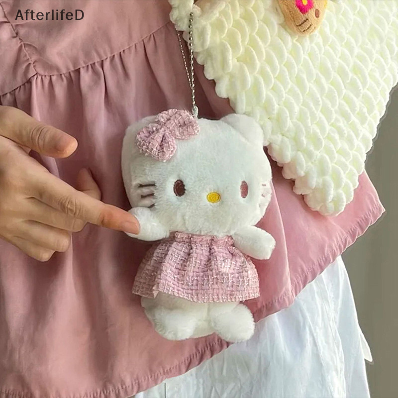 Af Sanrio ตุ๊กตาตุ๊กตานุ่มตุ๊กตาพวงกุญแจการ์ตูน Hello Kitty จี้พวงกุญแจกระเป๋าอุปกรณ์ตกแต่งกระเป๋าเป้สะพายหลังสาวของขวัญ A