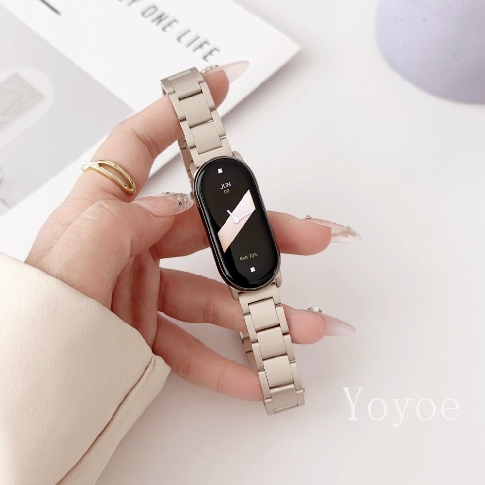 โลหะหรูหราสายสแตนเลสสําหรับ เสี่ยวหมี่ ไมล์ วงดนตรี 10 9 8 สร้อยข้อมือสมาร์ทเปลี่ยนอุปกรณ์เสริมสายนาฬิกาข้อมือแฟชั่นวง