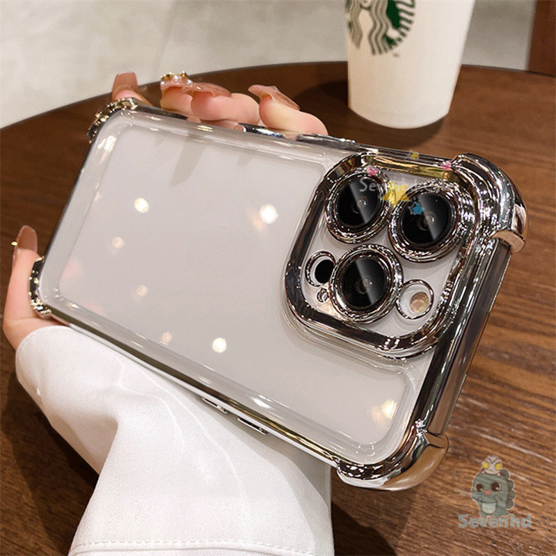 เข้ากันได้สําหรับiphone 11 15 14 13 12 Pro Xr X Xs Max 7 8 6 6s Plusหรูหราโทรศัพท์มือถือกรณีถุงลมนิรภัยโปร่งใสเลนส์ป้องกันกันกระแทกป้องกันTPUปกหลัง