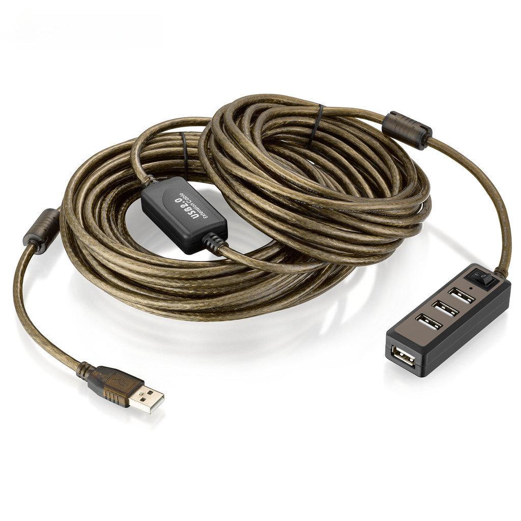 Bochara 4 พอร์ต USB 2.0 HUB สายชายหญิง Active Repeater ในตัว IC Chipset Dual Shielded 5M 10M 15M