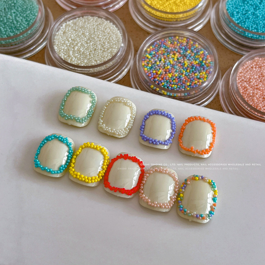 ใหม ่ สีลูกปัดอุปกรณ ์ แต ่ งเล ็ บ Candy สี Macaron Bubble รอบลูกปัดเรซิ ่ นเล ็ บอุปกรณ ์ เสริม – โปรปัง