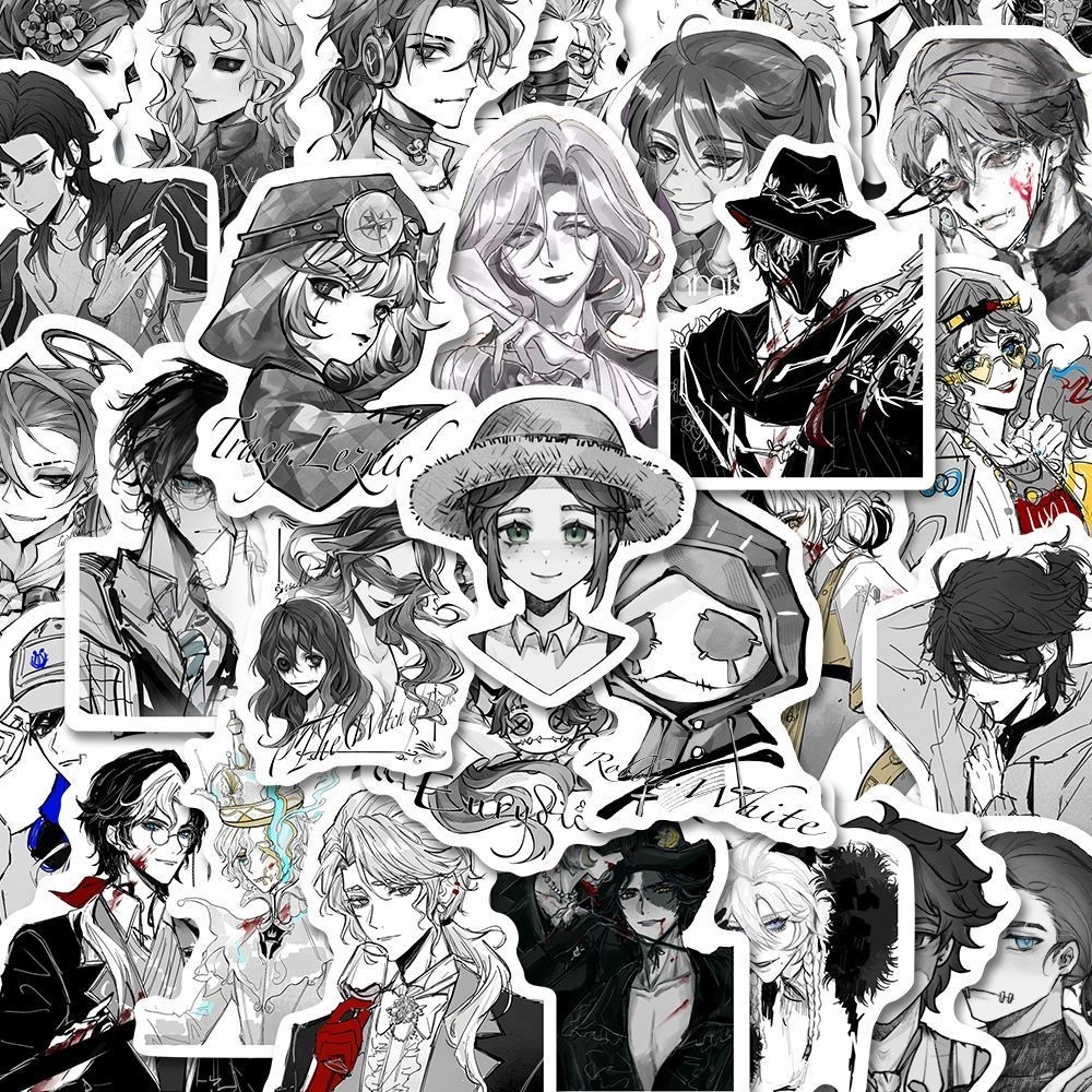 Identity V สีดําสีขาวสติกเกอร์ Naib Subdar Norton Campbell สติกเกอร์เกมสินค้าคอลเลกชันน่ารักแล็ปท็อปเคสโทรศัพท์ตกแต่งของขวัญ