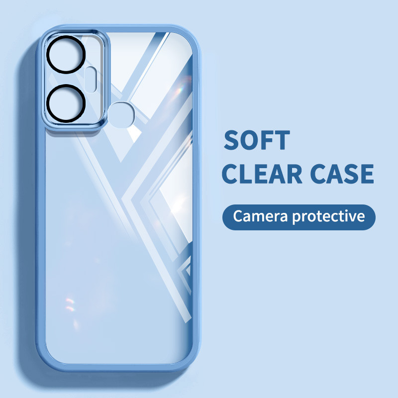 YBD สีโปร่งใสเคสโทรศัพท์สําหรับ Infinix Smart 6 Plus X6823 X6823C Full Coverage กล้องเลนส์ซิลิโคนป้องกัน Soft Shell