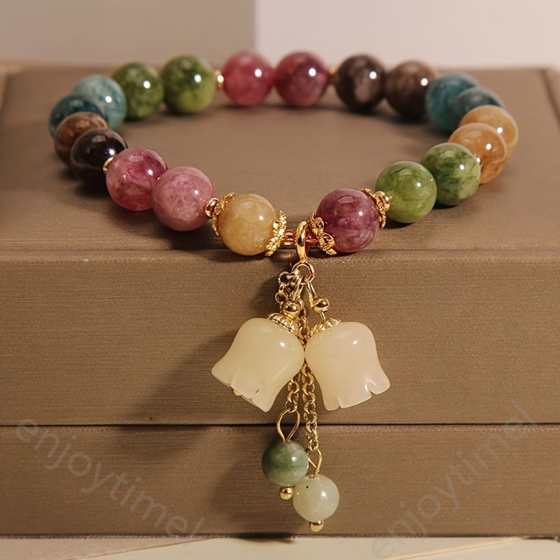 1 PC Stylish Stone สีสัน Lily Of The Valley Charm สร ้ อยข ้ อมือผู ้ หญิงผู ้ ชายของขวัญ