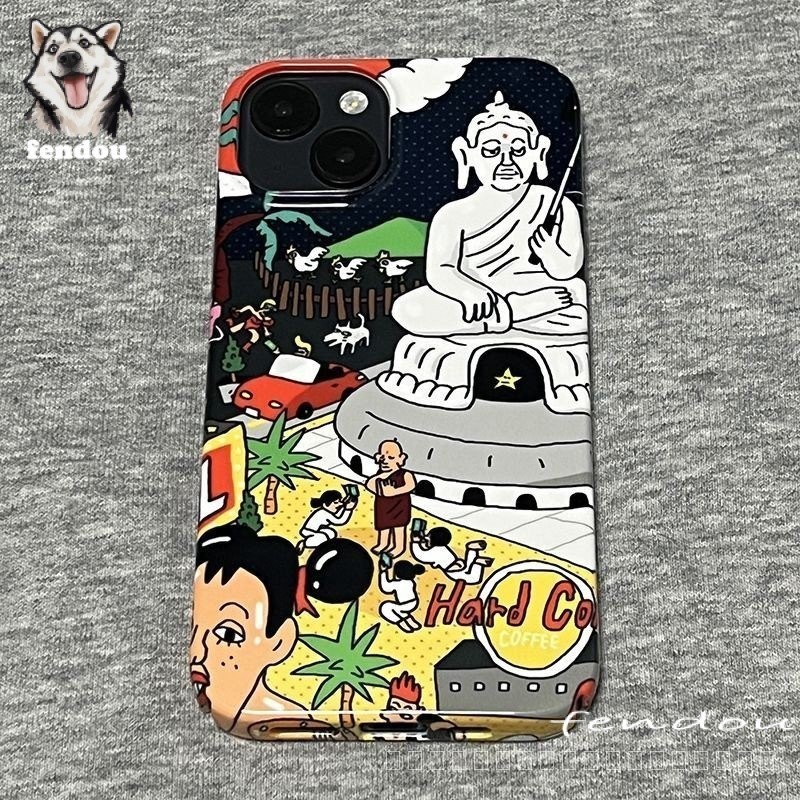 Insสไตล์อเมริกันวัฒนธรรมฟิล์มกรณีเคสโทรศัพท์เหมาะสําหรับiphone7 8plus 15promax 14plus 12pro 15 14 13 12 11 X XR XS XSMAX Dirt-Resistant Hard Case ZFWE