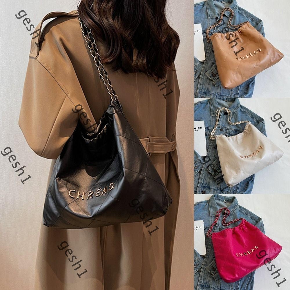กระเป๋าสะพายไหล่ GESH1, กระเป๋า Totes สีทึบ, Casual Lattice PU ความจุขนาดใหญ่กระเป๋าใต้วงแขนผู้หญิง